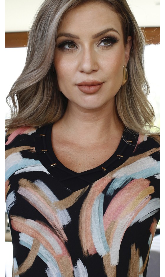 Blusa Ramany Manga 3/4 Estampada