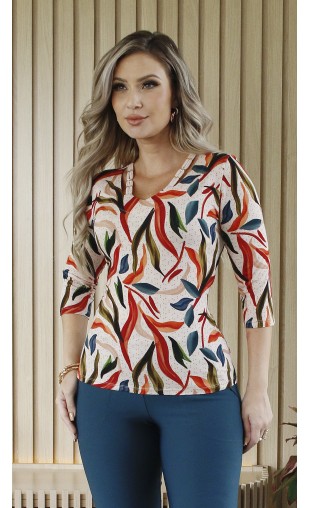 Blusa Ramany Estampada folhegem