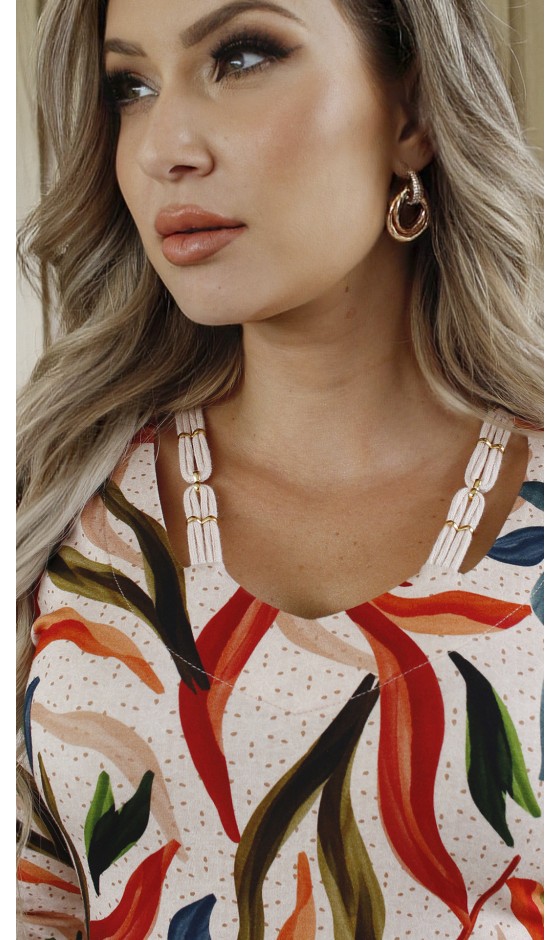 Blusa Ramany Estampada folhegem