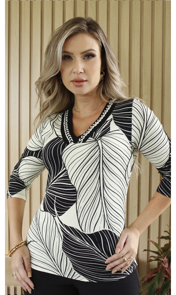 Blusa Ramany Manga 3/4 Estampada