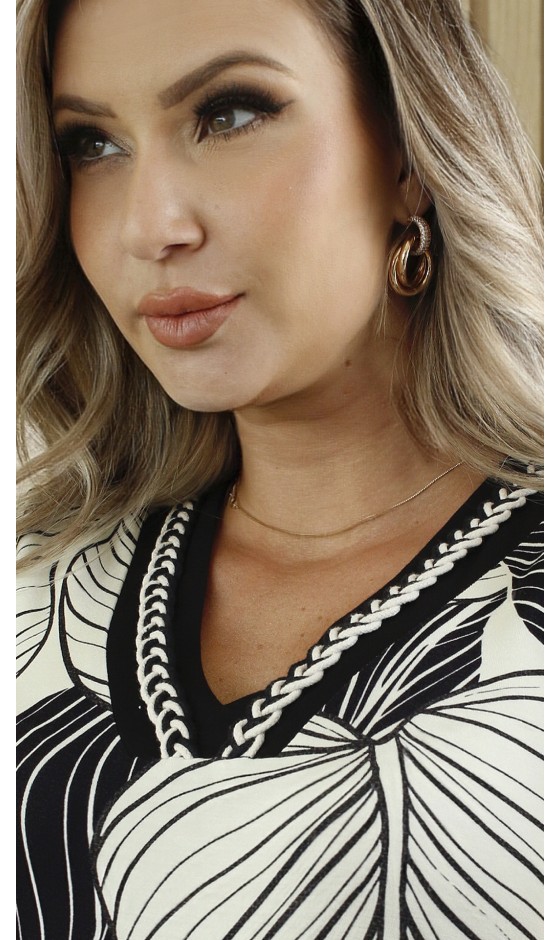 Blusa Ramany Manga 3/4 Estampada