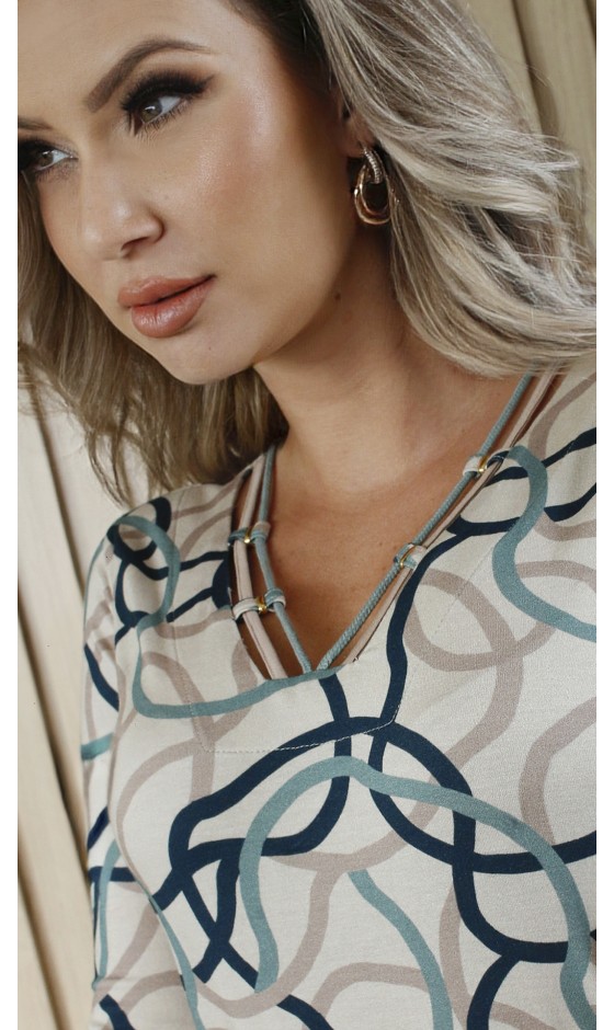 Blusa Ramany Manga Longa Estampada