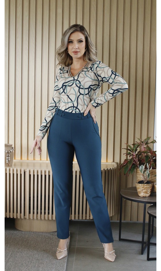 Blusa Ramany Manga Longa Estampada