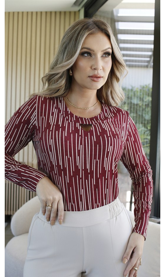 Blusa Ramany Manga Longa Estampada