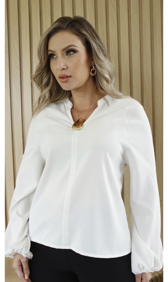 Blusa Ramany Manga Longa de Crepe