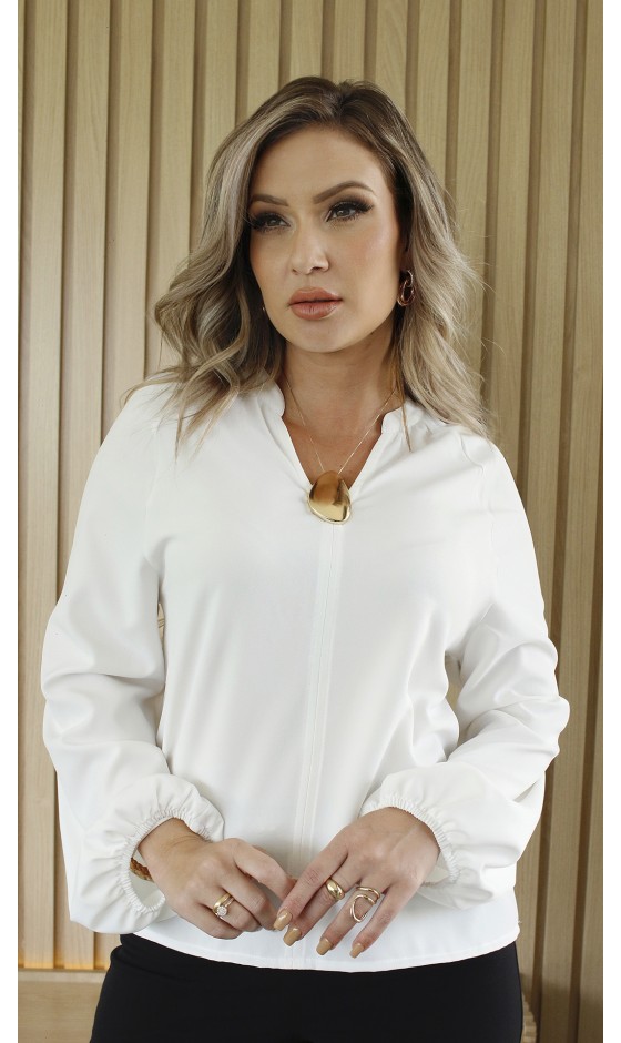 Blusa Ramany Manga Longa de Crepe