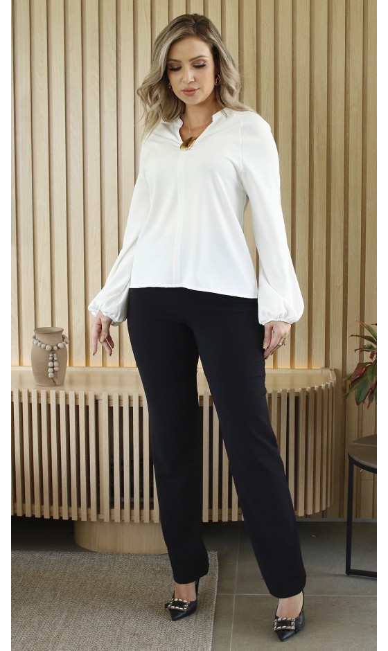 Blusa Ramany Manga Longa de Crepe