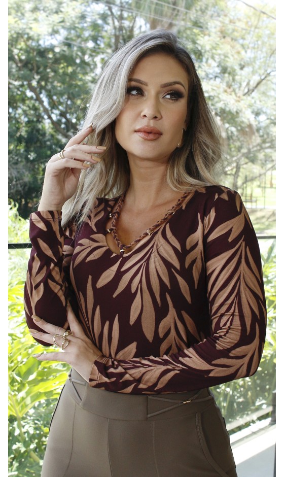 Blusa Ramany Manga Longa Estampada