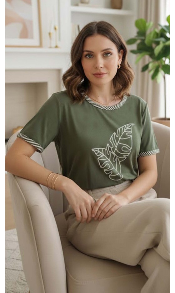 Blusa Manga Curta Estampa em Silk