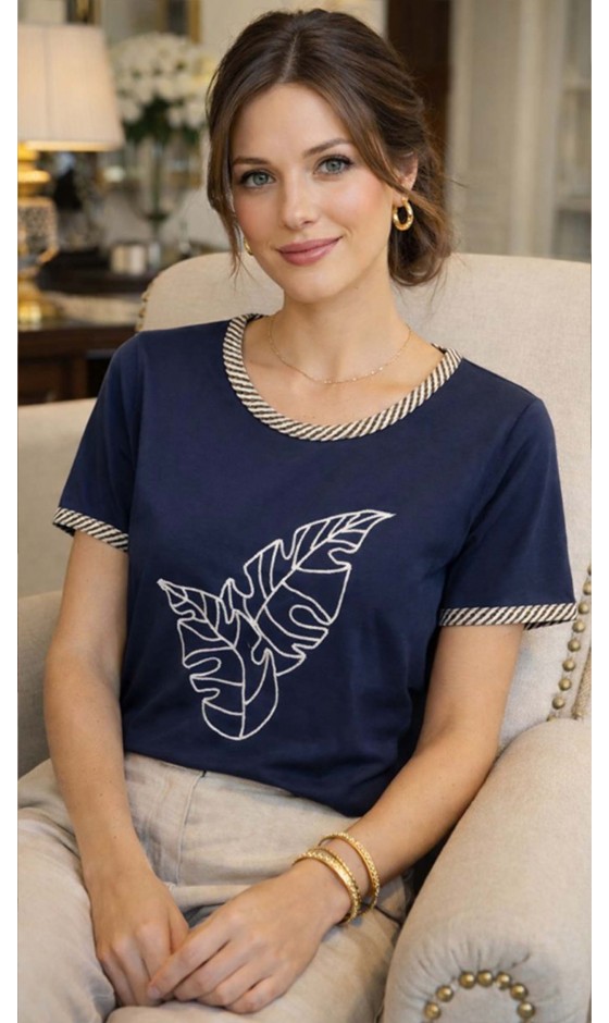 Blusa Manga Curta Estampa em Silk