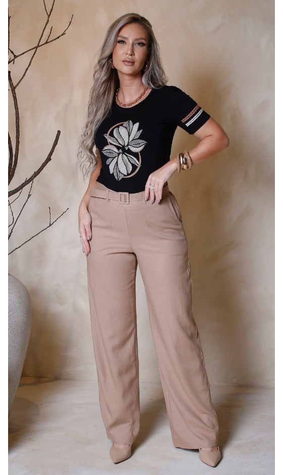 Blusa Manga Curta Estampa em Silk