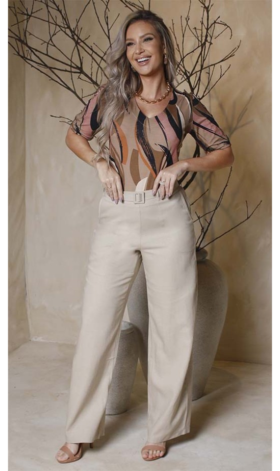 Blusa Manga Curta Estampa Abstrata