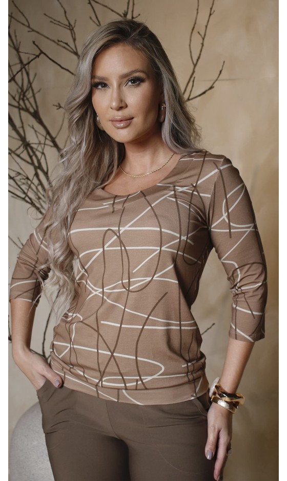 Blusa Manga 3/4 Estampa Abstrata