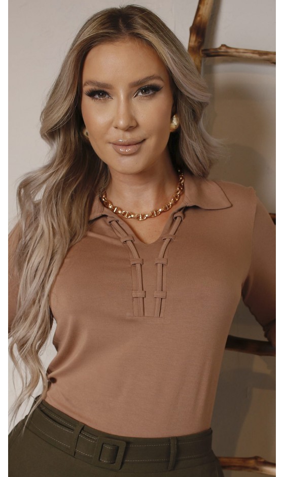 Blusa Manga 3/4 Gola Polo