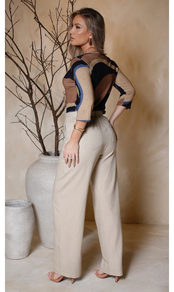 Blusa Manga 3/4 Estampa Abstrata