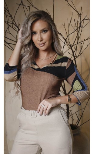 Blusa Manga 3/4 Estampa Abstrata