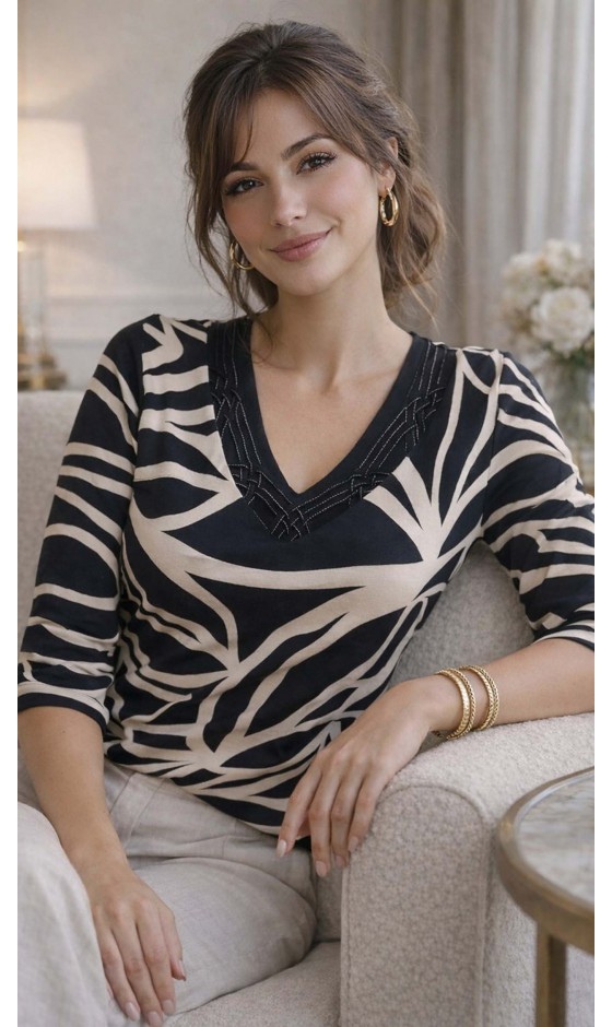 Blusa Manga 3/4 Estampa Abstrata