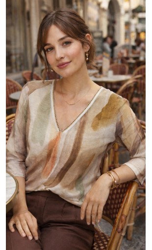 Blusa Manga 3/4 Estampa Abstrata