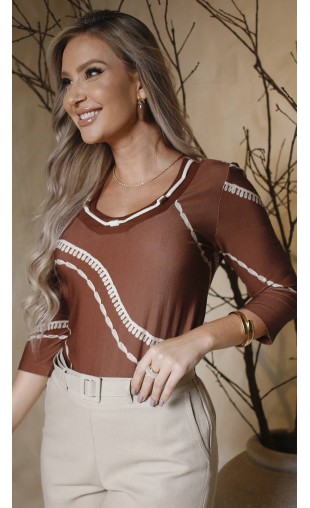 Blusa Manga 3/4 Estampada