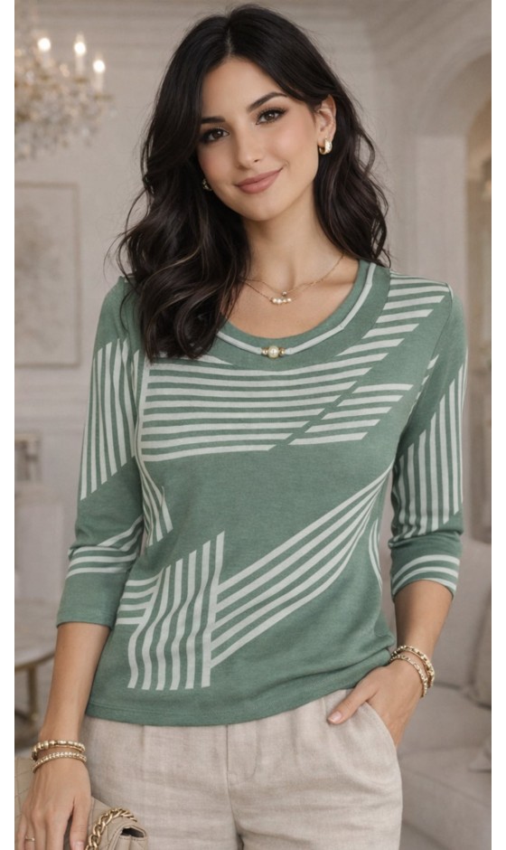 Blusa Manga 3/4 Estampa Listras