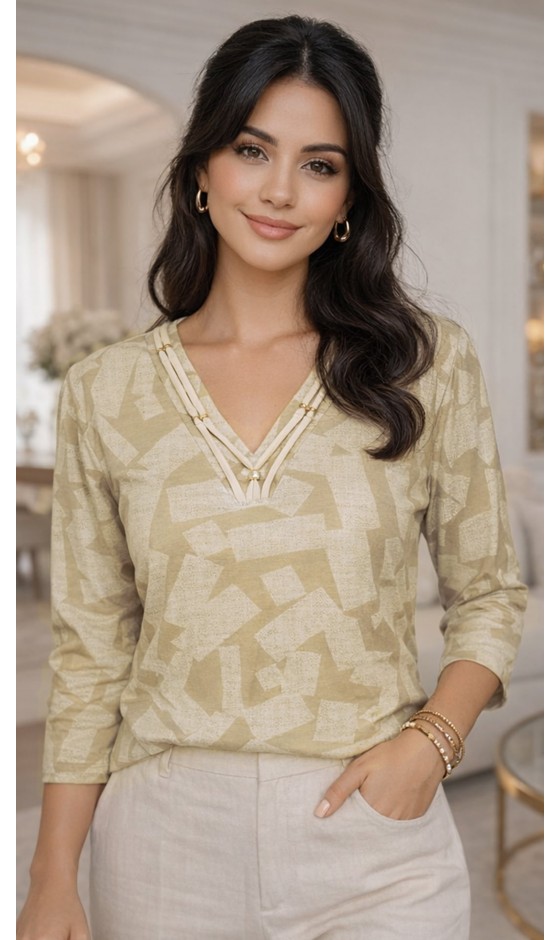 Blusa Manga 3/4 Estampa Abstrata