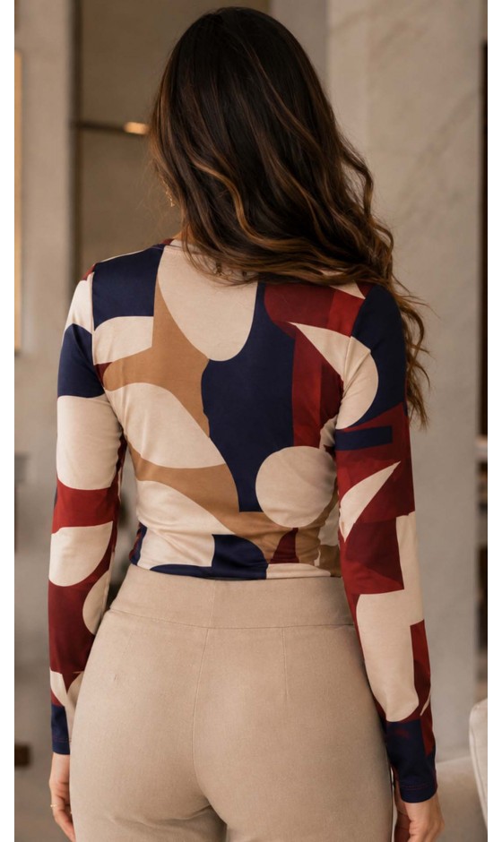 Blusa Manga Longa Estampa Abstrata