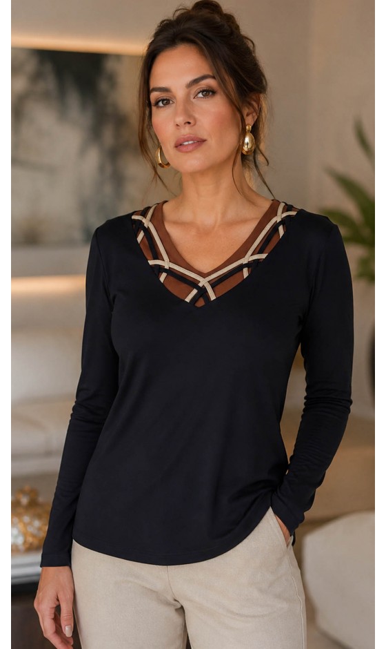 Blusa Manga Longa Lisa com Tiras