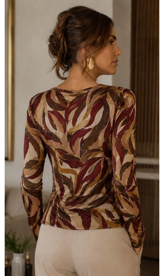 Blusa Manga Longa Estampa Artística