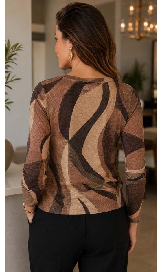 Blusa Manga Longa Estampa Abstrata