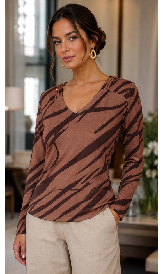 Blusa Manga Longa Animal Print