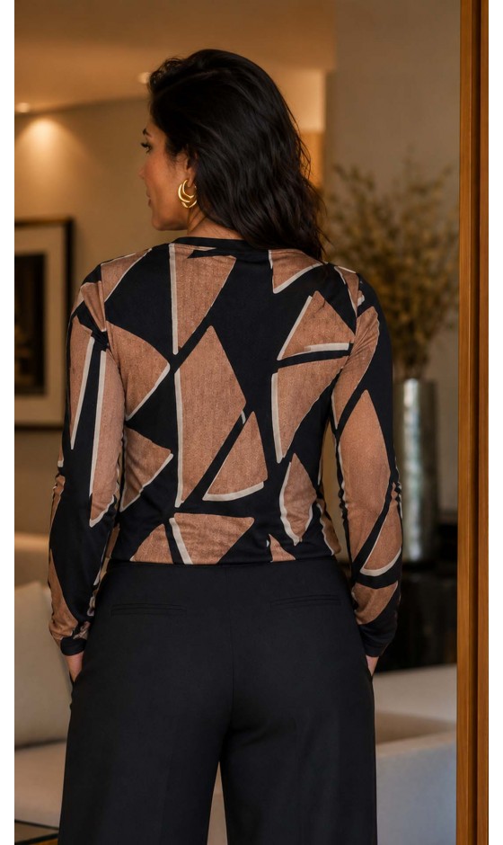 Blusa Manga Longa Abstrata 