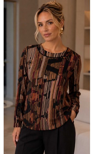 Blusa Manga Longa Estampa Abstrata