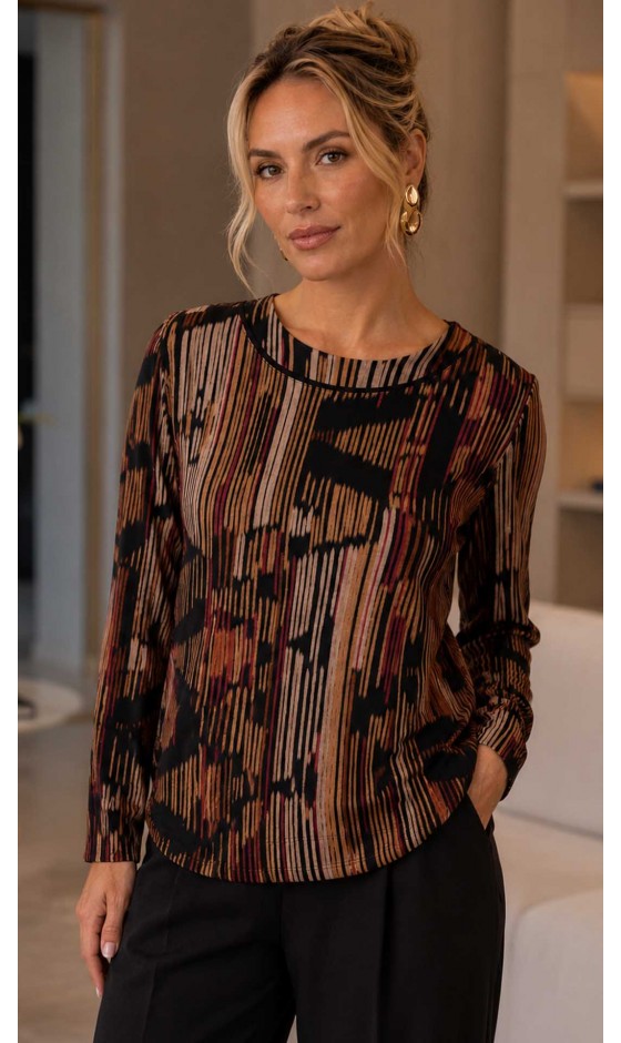 Blusa Manga Longa Estampa Abstrata