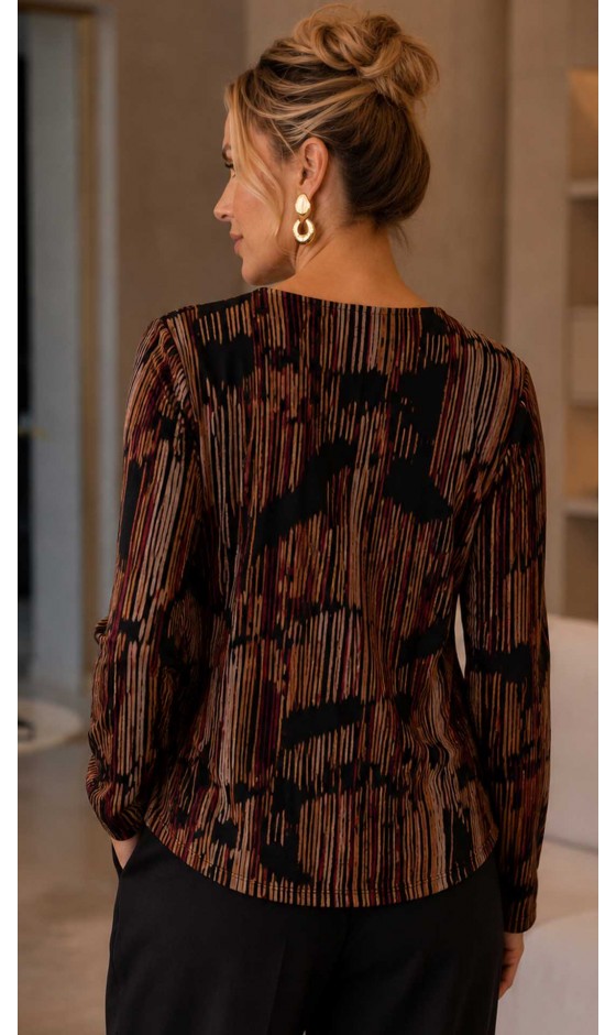 Blusa Manga Longa Estampa Abstrata
