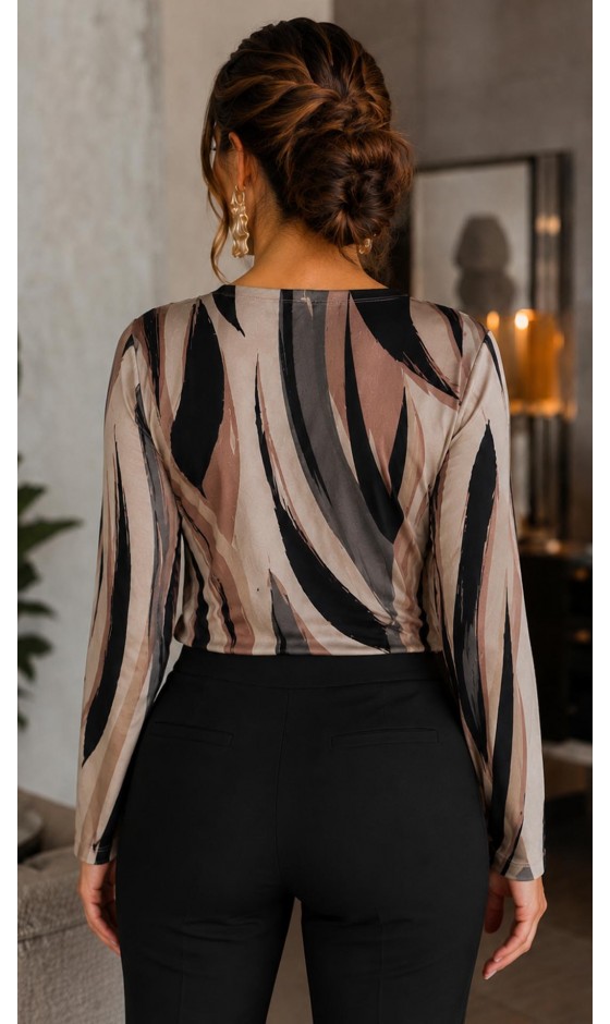 Blusa Manga Longa Estampa Abstrata