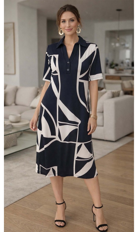 Vestido Ramany Estampado Gola Polo