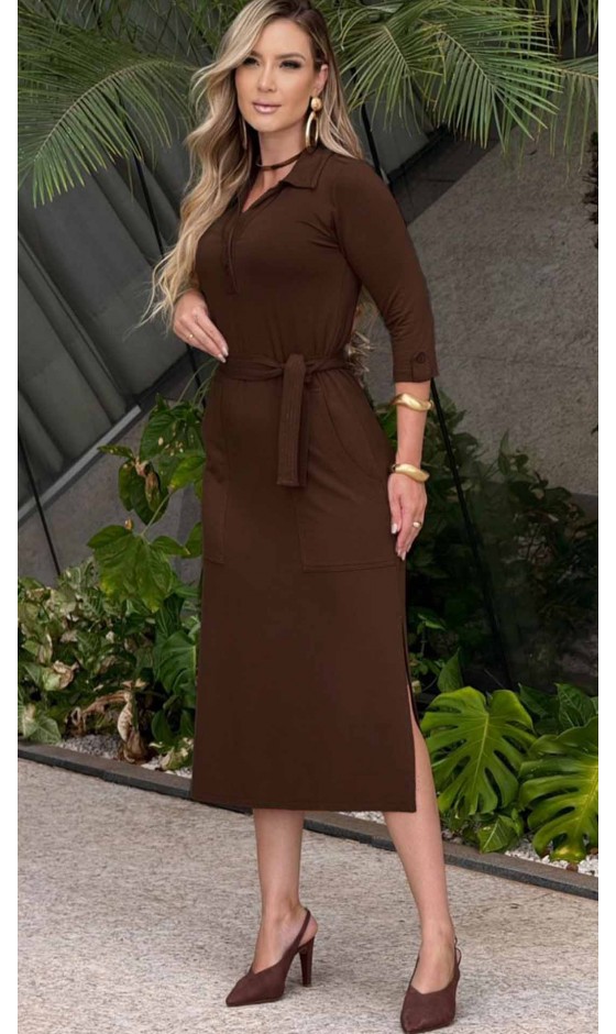 Vestido Midi Gola Ramany Vestido Midi Gola Ramany