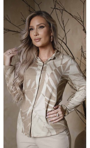 Camisa Manga Longa estampa Folhagem