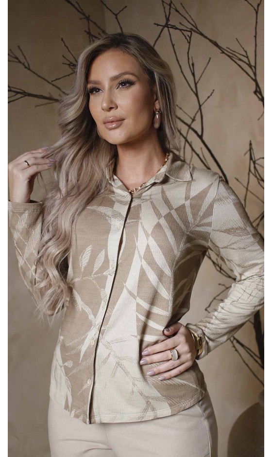 Camisa Manga Longa estampa Folhagem