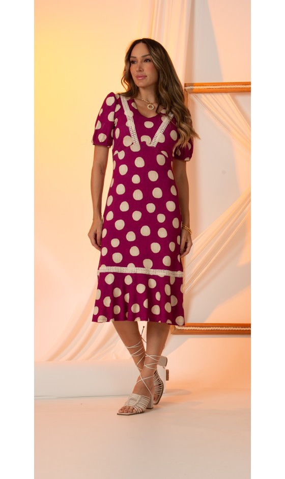 Vestido Ramany Estampa Fucsia Póá