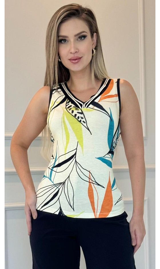 Regata Ramany Estampada Folhas Color