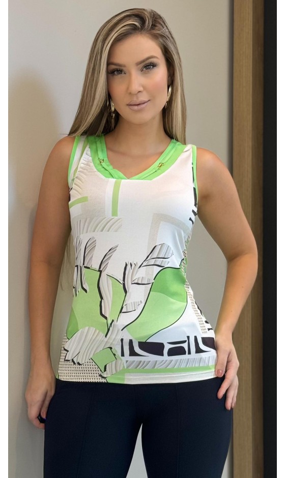 Blusa Ramany Regata Estampa Abstrata