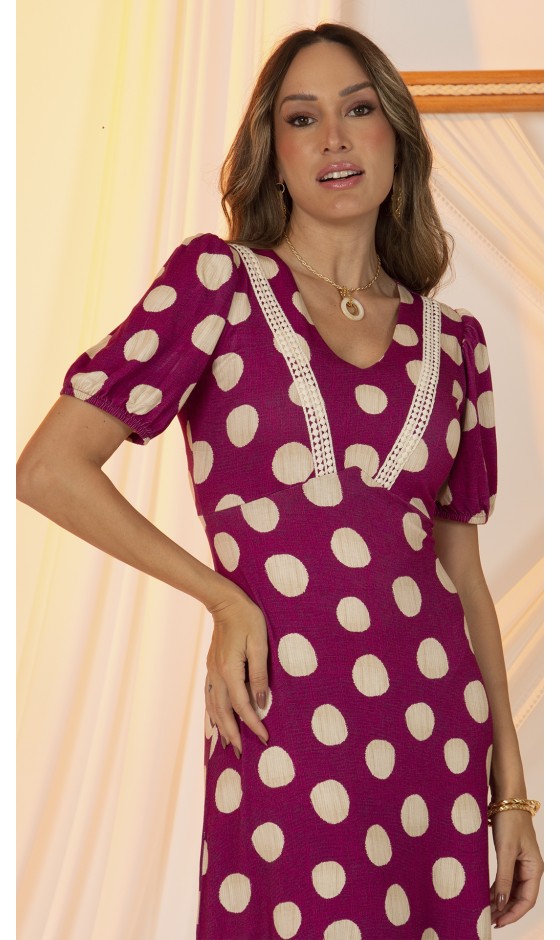 Vestido Ramany Estampa Fucsia Póá