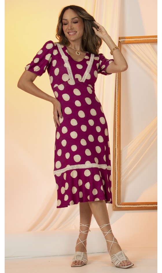 Vestido Ramany Estampa Fucsia Póá