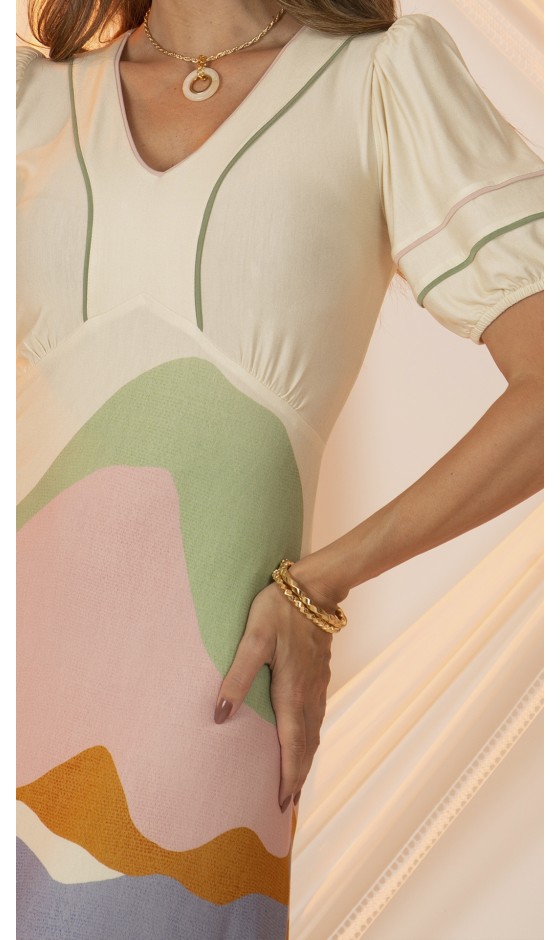 Vestido Ramany Liso Barrado Color