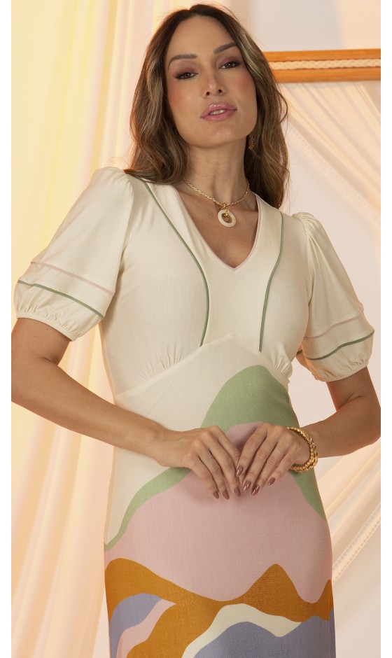 Vestido Ramany Liso Barrado Color