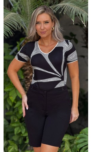 Blusa Manga Curta Ramany com Estampa Exclusiva