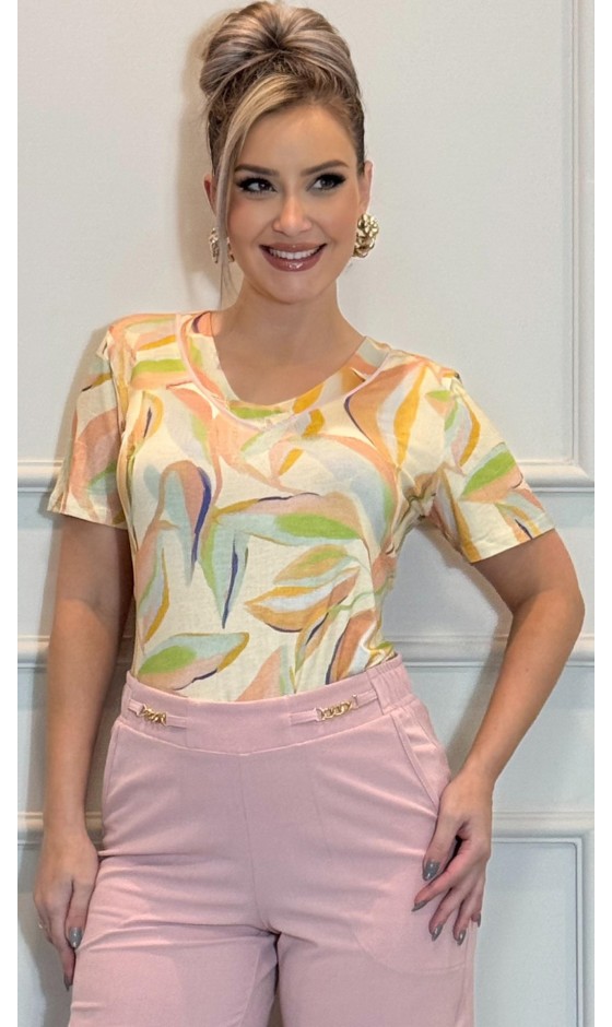 Blusa Ramany Estampada Folhagem