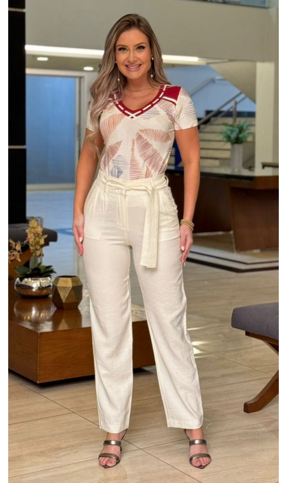 Blusa Manga Curta Ramany Estampada