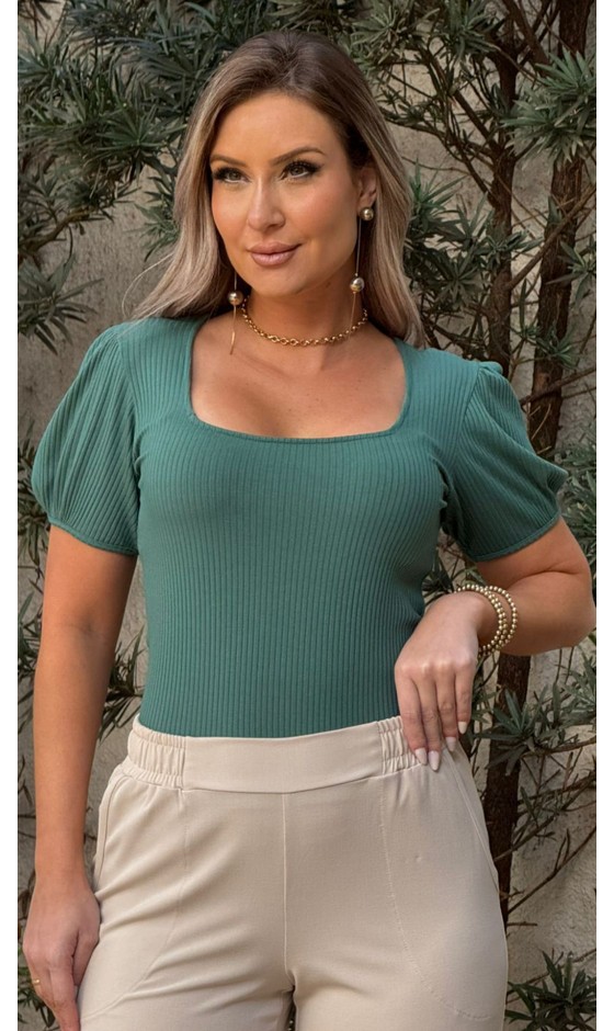 Blusa Manga Curta Ramany Lisa Canelada